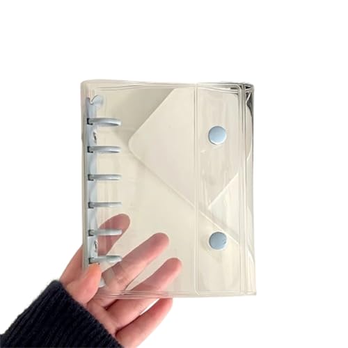 シール帳 透明バインダーノート ステッカーブック フォトアルバム 透明度PVC素材 耐摩耗性・黄ばみ防止加工 三つ折り構造 標準M5ルーズリーフ対応 ページ自由交換 収納便利 (大サイズ,ブルー)