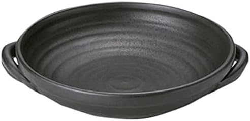 Set of 10, Ceramic Plate (Large), Black No. 8 Heat Resistant Pot (with Hand) [11.0 x R9.6 x 2.6 inches (28 x 24.3 x 6.7 cm)] Banko Ware Direct Fire, Japanese Tableware, Liquor Pot, Restaurant, Ryokan, Commercial