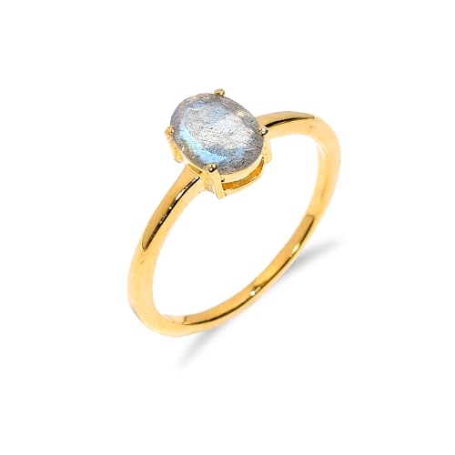 Bague Labradorite véritable d'une forme ovale parfaite sur monture argent 925