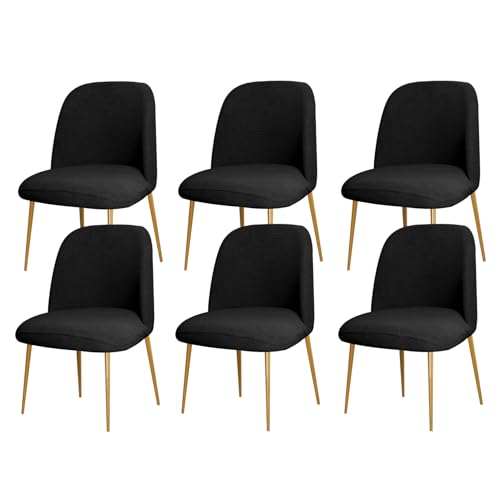 JHOMHF Juego De Fundas For Sillas De Comedor Con Respaldo Curvo Elásticas De 1/2/4/6 Piezas, De Estilo Moderno Mediados Siglo Sin Brazos For Decoración Cocina Sala De Estar Comedor(Black,6pcs)
