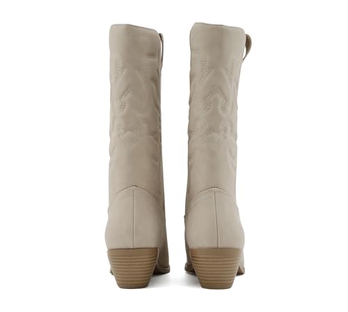 Image of Soda inchTELLER inch ~ Women's Western Cowboy Boots with Stitched Detailing, Pointed Toe, and Low Block Heel