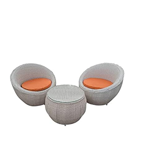 Image of Apple 2 Chair 1 Table Set Patio|Indoor|Outdoor| Living Room | Balcony | 2 Chairs and 1 Table Furniture Set |Coffee Chair Table Set |Powder Coated|(White Orange)