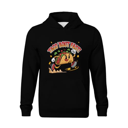 Kids Retro Funny TACO 'BOUT FAST MEXICAN FOOD Boys Girls Lightweight Kangaroo Pocket Fleece Hoodies2