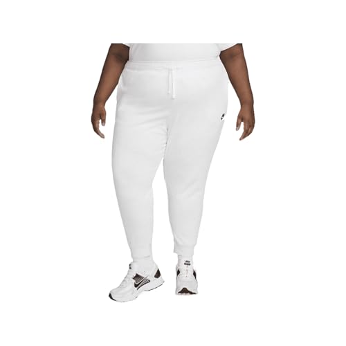 Image of Nike Sportswear Club Fleece Women's Mid-Rise Joggers (Plus Size) (DV5085-051, Birch Heather/Black), Birch Heather/Black, 1X