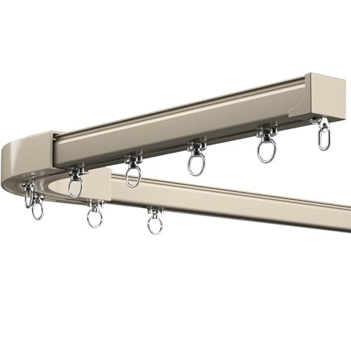 Sistema di binari da soffitto a doppia fila in alluminio resistente, montaggio a soffitto per pannelli oscuranti, guida divisoria da 5 m, ideale per curts e separazione di stanze con finitura