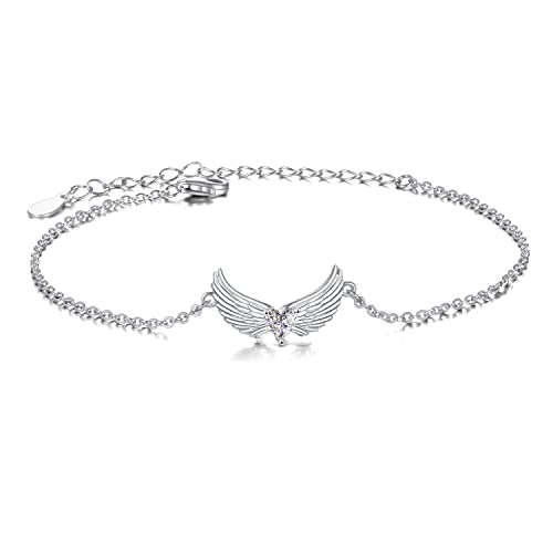 DAYLINLOVE Angel Wings Anklet Sterling Silber Schutzengel Flügel...