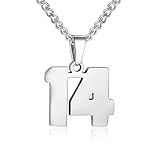 Collar de números para niños de plata de atletas, cadena de números de acero inoxidable, colgante de encanto personalizado para hombres, baloncesto, béisbol, fútbol, Acero inoxidable, no saber,
