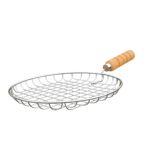 Image of Phulka Grill Roaster for Gas Stove, Grill Tawa Jali for Kitchen Cooking, Roti Basket Pulka Pan Roaster Grill with Wood Handle, Papad Jali, Jali Brinjal Roaster (Heavy Steel Wire)