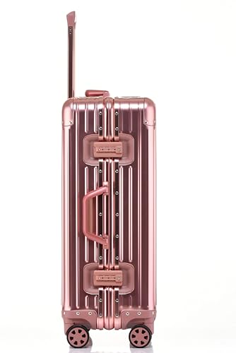 Image of PYB Autograph - Premium Full Aluminium Trolley Bags for Travel, Zipless Cabin Suitcase with TSA Lock, Noiseless 360 Rotating 8 Wheels, Compression Pads and Divider (Pink)
