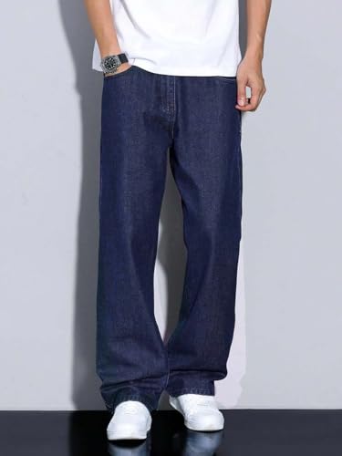 Image of KOTTY Mens Solid|Mid Rise| Coin Pocket|Button|Ankle Length|Loose Fit|5 Pocket Jeans for Mens