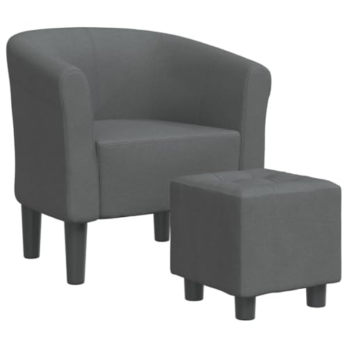 vidaXL Fauteuil Cabriolet avec Repose-Pied, Chaise avec Accoudoirs, Canapé avec Dossier, Siège Rembourré Salon Chambre, Gris Foncé Tissu