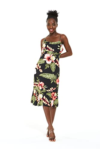 Image of Family Matching Hawaiian Clothes, Black Rafelsia | Lightweight 100% rayon • Family matching outfits • Beach vacations • Luaus • Cruises • Family photos