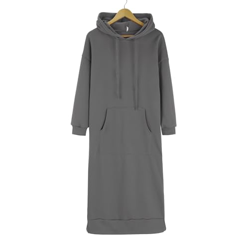 Robe à capuche à manches longues douillette gris taille 54 coupe ample - 5