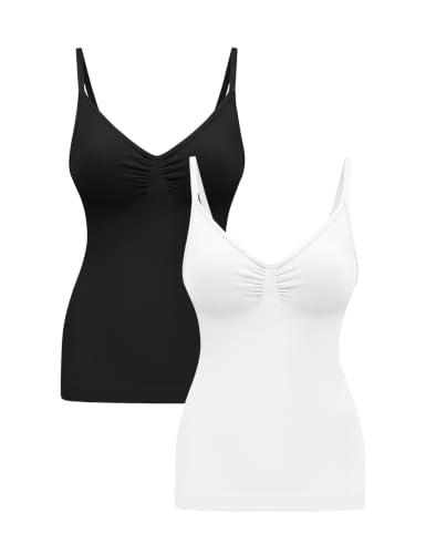 Image of EUYZOU Womens Tummy Control Shapewear Tank Tops Seamless V-Neck Compression Tank Tops Body Shaper Camisole
