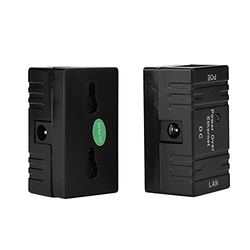 Mingzhe Inyector POE, Módulo de Fuente de Alimentación POE, Adaptador Ethernet, Divisor con Luz LED, Entrada DC 5-48 V, Montaje en Pared, para Cámaras IP (Negro), 2 Unidades miniatura 3