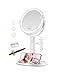 MOMOKUBA Specchio cosmetico con illuminazione, specchio da trucco con illuminazione, regolabile in altezza, specchio ingranditore con luce 20 volte, girevole a 360°, 3 colori rotondi con luce bianca immagine