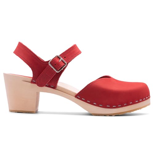 Image of Sandgrens Handmade Swedish Wood Clogs for Women, High Heel Sandal | Victoria