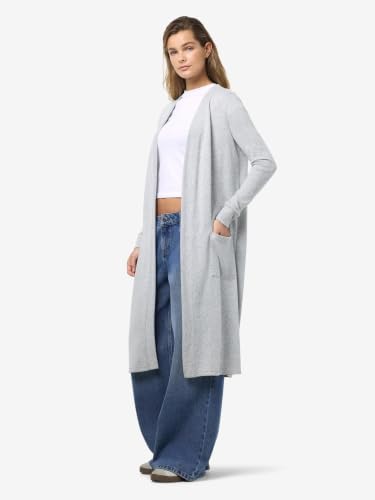 NOISY MAY Damen Nmcity L/S Long Noos Cardigan, Light Grey Melange, XL EU – Ansicht 4