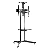 Design double plateau : le plateau supérieur du support TV peut être placé avec des objets légers tels que l'appareil photo. La surface du plateau est grande et lourde, et plus d'articles peuvent être placés