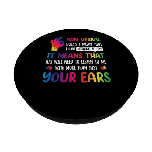 Nonverbal Autism Awareness Neurodiversity Kids Acceptance PopSockets Swappable PopGrip, Black - Image 2