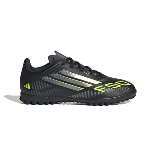 adidas F50 Club Turf Football Boots Kids, Scarpe da Calcio Unisex-Bambini, Core Black/Iron Met./Lucid Lemon, 36 2/3 EU