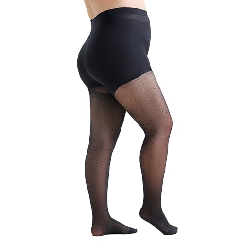BVWIYDF Plus Size Sheer Plus Size Tights for Women, 20D Black Sheer Ultra Thin High Waist Pantyhose (US, Alpha, X-Large, XX-Large, Plus, Regular, Black-Mesh)