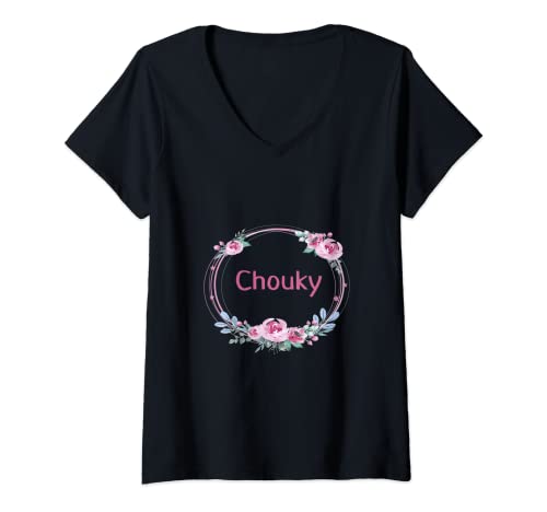 Femme Amour Mamie Surnom Chouky Maman - Fête des mères 2023 T-Shirt avec Col en V