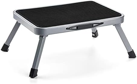 ACSTEP Step Stool 1 Step Folding Foot Stool Metal One Step Ladder Anti-Slip with Wide Pedal,330Ibs Foldable Step Stool for Adults RV Kitchen Closet Bedside Bed Stepping Stool