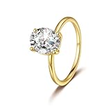 Skcess 18K Gelbgold Engagement Ring, Matching Rings 5X7mm Moissanit Weiß 1ct Größe 53 (16.9)