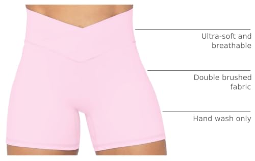 Image of Sunzel Crossover Biker Shorts for Women, No Front Seam V High Waist Yoga Workout Gym Shorts with Tummy Control | 4 Or 6-Inch Inseam, High Waisted, Tummy Control, Crossover Waist, Buttery Soft, No Front Seam, Squat Proof, Compression