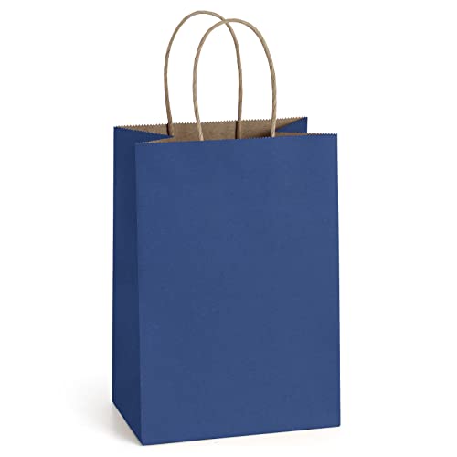 BagDream Gift Bags 8x4.25x10.5 Inches 25Pcs Kraft Paper Bags with Handles, Purple Stripes, for Shopping, Retail, Merchandise, Business, Party Favor Paper Gift Sacks