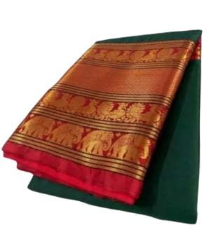 Generic green narayanpet silk saree – image 7