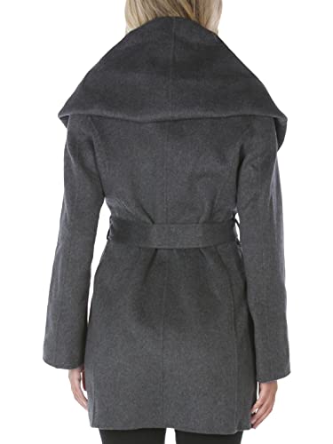 Image of TAHARI Womens Double-faced Luxury Soft Wool Blend Peacoat Removable Belt Wool Coat Oversized Collar