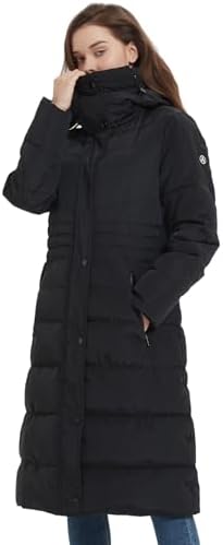 IKAZZ Women's Winter Coats, Thickened Warm Insulated Vegan Down Long Parka Jacket with Hood