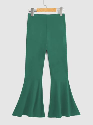 Image of WDIRARA Girl's Flare Pants High Waisted Elastic Waist Bell Bottom Casual Pants