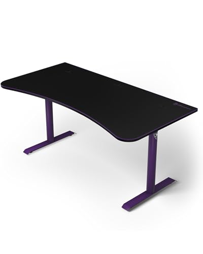 Image of Arozzi Arena Large Gamer Desk - 63x32 inch Adjustable Height PC Gaming Desk with Storage for Cables & Triple-Monitor Support - Full-Surface Washable Mousepad - Purple