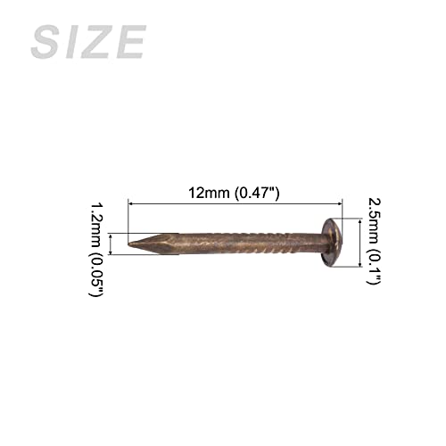 METALLIXITY Small Nails (1.2x12mm) 200pcs, Brass Tiny Hardware Nails - for Household Woodworking Bronze Tone - Image 2