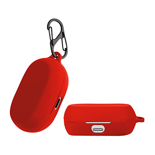 kwmobile Carcasa Compatible con Jabra Elite 7 Pro/Elite 7 Active Funda - Funda de Silicona antigolpes con mosquetón - Rojo