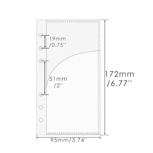 XiowDow Envelopes de dinheiro foscos A6, inserções de fichário com 2 bolsos, 5 bolsos de plástico, i