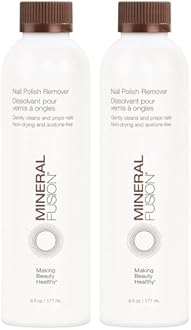 Mineral Fusion Nail Polish Remover - Acetone-Free Nail Care with Natural Solvents - Non Drying Liquid Formula - 6 fl oz, Pack of 2