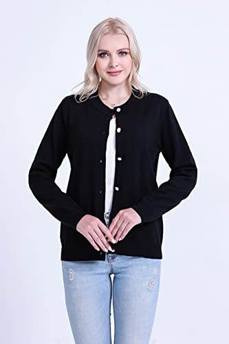 SMILING PINKER Women Cardigan Sweater Crewneck Pearl Button Knitted Tops Medium Weight3