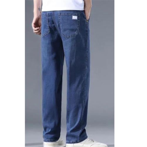 Men's Thin Straight Fit Denim Jeans Casual Loose Business Style Long Trousers for Spring2