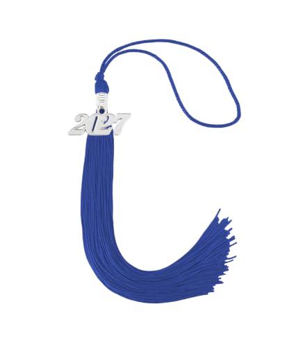 Image of Graduation Tassel 2027 for Grad Cap,Royal Blue Tassel with Silver Charm