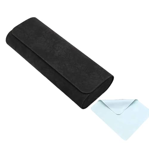N-KONGJIAN Hard Shell Eyeglasses Case with Cleaning Cloth, Light and Fashion Glasses Case, Case For Glasses (Black)