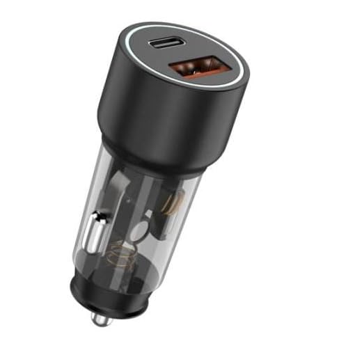Image of 150W Dual Output Fast Car Charger with Type-C PD & USB, LED Indicator, Adapter & 3 in 1 Cable Compatible with Cars for iPhone & Android Smartphone, Earbud, Power Bank (Black)
