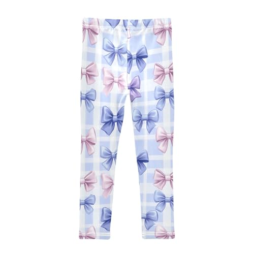 Blue Bow Purple Bows Girls Leggings Kids Yoga Pants Dance Active Tights 4T2