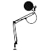 Dragonpad USA Microphone Scissor Boom Arm with Desk Mount and Studio Pop Filter - Black Frame, Black Filter
