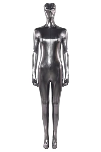 Wocloey Norrin Radd Silver Cosplay Surfers Jumpsuit Superheo Norrin Radd Bodysuit Halloween Fantastic Outfit for Adults Women