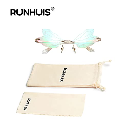 Image of Dragonfly Rimless Sunglasses Wing Shaped Butterfly Fairy Shades Glasses Fashion Party Sunglasses for Women Men