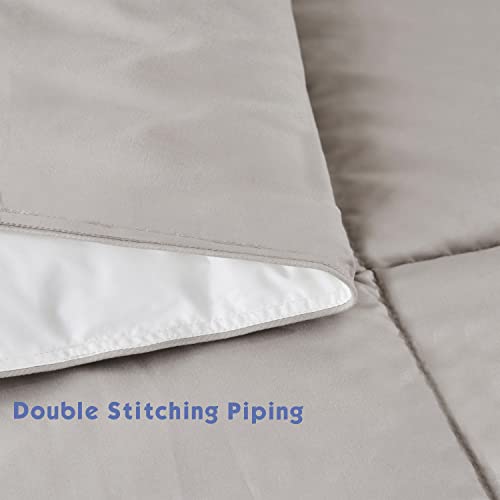 Hig Light Khaki All-Season Reversible Down Alternative Quilted Comforter - Lightweight - Breathable Microfiber Fill - Corner Duvet Tabs - Box Stitched - Machine Washable - Full/Queen Size #TOP5